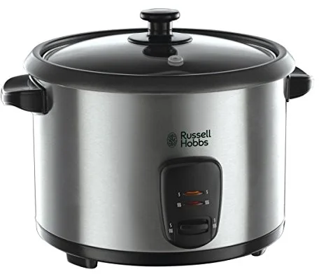 Russell Hobbs CookHome 19750-56 - Vaporera y Arrocera, Inox, Capacidad de 1.8 L, Tapa de Vidrio, 700 W, Gris