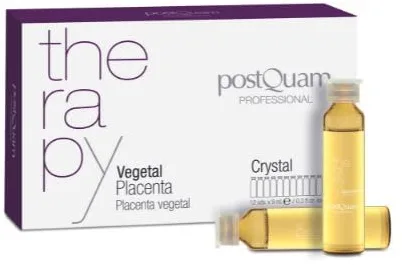 PostQuam - Pack de Ampollas de Placenta Vegetal Capilar - Tratamiento Anticaída para el Cabello - Estimula la Circulación y Previene la Caída Excesiva del Cabello - 12 Ampollas de 9 ml