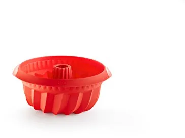 Lékué Molde repostería Savarín hondo, silicona platino Rojo, 22 cm