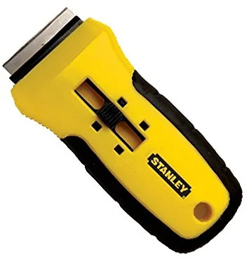 STANLEY Rascavidrios Bimaterial Ergonómico con Cuchilla Retráctil, Incluye 5 Hojas de Recambio, Puño Bimaterial, Cambio Fácil, Ancho Hoja 40mm - 0-28-217