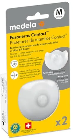Medela Pezoneras para Lactancia Contact, Protectores Delgados de Silicona y sin BPA, 1 Paquete con Dos Protectores (20 mm) y Estuche
