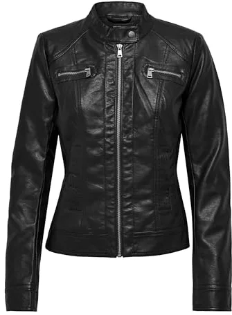 ONLY Bandit Faux Leather Biker Mujer Chaqueta imitación cuero Negro XL 100% viscosa
