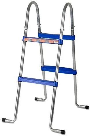 Gre AR109 - Escalera de Seguridad para Piscinas Elevadas - Acero Galvanizado, Peldaños Antideslizantes y Sistema de Protección Infantil