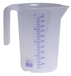 Hünersdorff Jarra graduada 1.000 ml, PP, 2 escalas Asa abierta, transparente y apilable