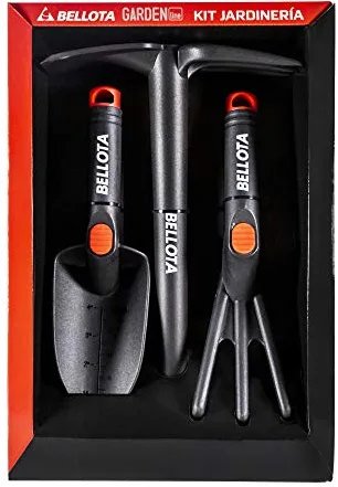 Bellota 2994 - Kit de jardinería y huerto que incluye: rastrillo, transplantador y azuela, herramienta pequeña de jardín, Color Estándar