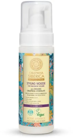 Espuma Moldeadora de Oblepikha de Natura Siberica Pelo Rizado | Rizos Definidos y Volumen Natural | Vegana y Sin Siliconas apta Método Curly