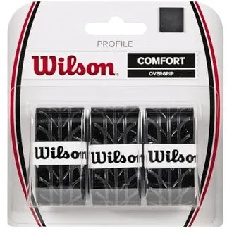 Wilson Profile - Overgrip para Raqueta de Tenis (Pack de 3 Grips), Color Negro, Única