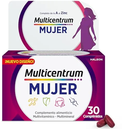Multicentrum Mujer Complemento Alimenticio Multivitaminas Con 13 Vitaminas y 11 Minerales, Sin Gluten, 30 Comprimidos