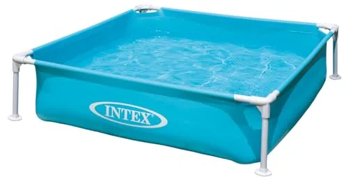 Intex Piscina Desmontable Cuadrada Tubular Infantil, 122x122x30 cm, 342 litros, Diseño Cuadrado, Tapón de desagüe, Jardín y Exterior, Vinilo Resistente, Incluye Parche de reparación, +2 años (57173)