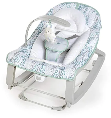 Ingenuity, Hamaca Mecedora para Bebés 3en1 Keep Cozy - Spruce, Vibraciones Relajantes, Arco de Juguetes, Arnés de 5 Puntos, 2 Reclinaciones, Unisex, desde recién nacidos hasta los 18 kg