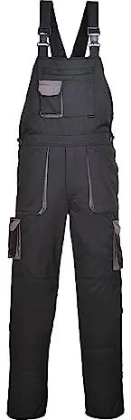 Portwest TX12 Mono de Trabajo con Peto y Tirantes Hombre Texo Contraste Negro, XL