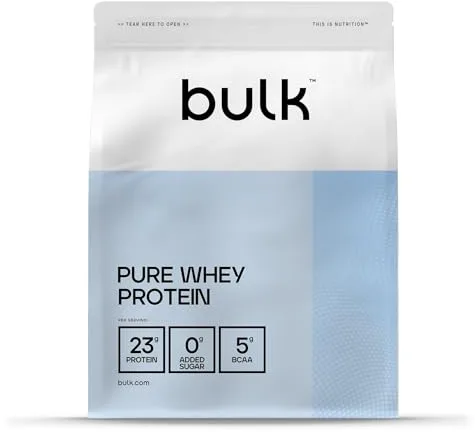 Bulk Pure Whey Proteína en Polvo, Vanilla, 23g Proteína y 5g BCAA por ración, Batido de Whey Concentrado, Bajo en azúcar, Favorece el crecimiento y la recuperación muscular, 1kg