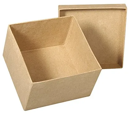Rayher Caja papel maché reciclado, cuadrada 18,5x18,5x12 cm, caja regalo y decoración, 71755000