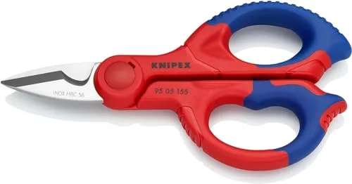 KNIPEX Tijeras para electricistas con fundas multicomponentes, reforzadas con fibras de vidrio 160 mm, 95 05 155 SB