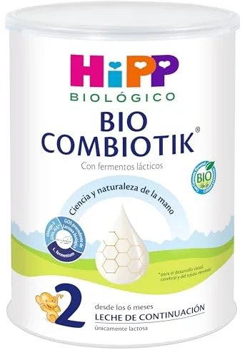 HiPP Combiotik 2 - Leche para bebés Ecológica - 800 gr - Leche BIO para bebés de 6 a 12 meses - Contiene Lactosa, Omega-3, Prebióticos, Vitaminas C y D - Sin GMO - Especial fácil digestión