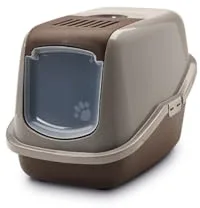 arenero Gato - Savic Nestor - Gris - Cerrado - con Tapa - Frontal abatible - Filtro de carbón - diseño Moderno - 56x39x38,5 cm