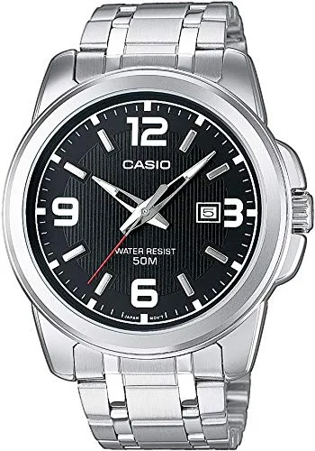Casio MTP-1314PD-1AVEF Reloj Analógico de Cuarzo con Correa en Acero Inoxidable para Hombre, Negro/Metalizado