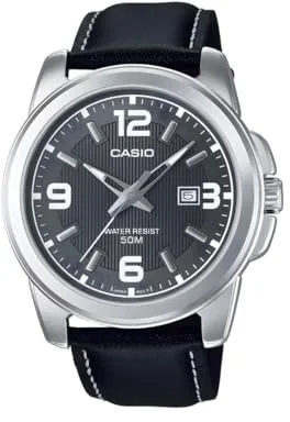 Casio MTP-1314PL-8AVEF Reloj Analógico de Cuarzo con Correa en Cuero para Hombre, Negro/Negro