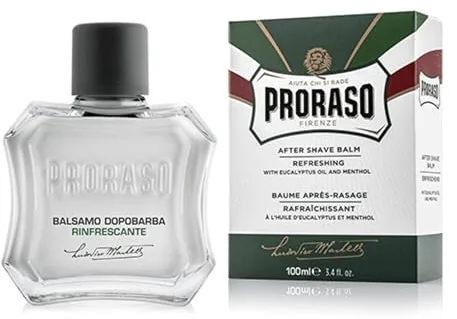 Proraso After Shave Bálsamo, 100 ml, bálsamo barba con aceite de eucalipto y mentol, tónico facial refrescante y tonificante sin alcohol, verde