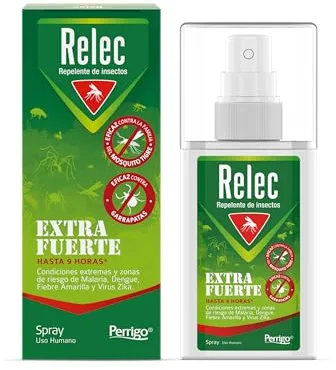 Relec Extra Fuerte Spray Antimosquitos, Repelente de Mosquitos 75ml, Eficaz Contra El Mosquito Tigre, Eficacia y Protección Contra las Picaduras de Mosquitos en Zonas Tropicales