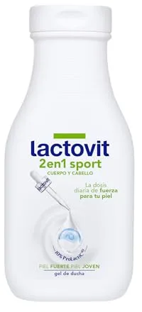 Lactovit - Gel de Ducha y Champú 2 en 1 Sport, para Pieles y Cabellos Normales, Gel Cuerpo y Cabello, Delicado y Sofisticado, 250 Mililitros
