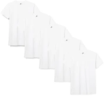 Lower East Camisetas Manga Corta Hombre (5 Pack) de 100% Algodón - Camiseta Hombre Manga Corta, Camisetas Hombre, Camiseta Manga Corta Hombre, T-Shirts Hombre, Camisetas Basicas , Blanco, L