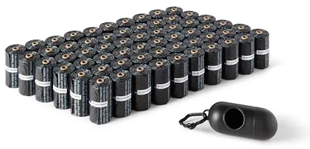 Amazon Basics Bolsas de basura para perros con dispensador y clip para correa, Sin fragancia, 900 bolsas (60 paquetes de 15)
