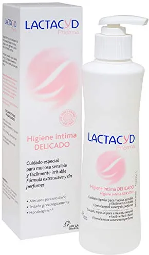 Lactacyd Pharma Delicado Cuidado especial de uso diario para mucosa sensible y fácilmente irritable, fórmula extra suave, hipoalergénica y sin perfumes, 250 ml