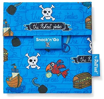 Roll'eat ® | Porta Sandwich Reutilizable, Bolsa Ecológica sin BPA, Porta Bocadillo de Color Piratas Azul - Snack'n'Go Kids