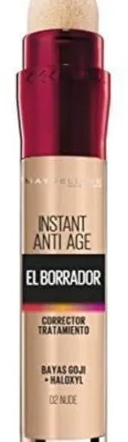 Maybelline New York, Corrector de Ojeras, Bolsas e Imperfecciones, Borrador Ojos, 02 Nude, 6.8 ml
