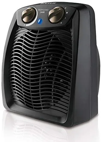 Taurus Tropicano 2400 Calefactor, termoventilador, 2 potencias de calor + ventilador, 2400W, asa de transporte, termostato ajustable, silencioso, diseño negro