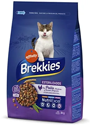 Brekkies Pienso para Gatos Gatos Esterilizados con Pollo y Verduras - 3000 gr