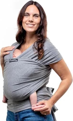 CuddleBug Fular Portabebés Fácil de Usar – Portabebés Recién Nacido y Niños hasta 16 Kg – Manos Libres - Porta Bebés de Tela Suave y Elástico – Ideal como Regalo – Talla Única (Gris/Grey)