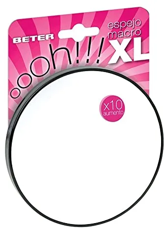 Beter - Ohh! Espejo de Aumento x10 con Ventosas 13 cm, Fijación Segura en Superficies Planas, Ideal para Maquillaje y Depilación, Diseño Compacto y Portátil para el Hogar y Viaje