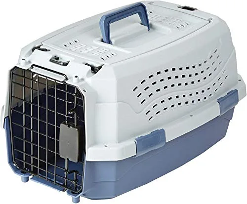 Amazon Basics Gato Trasportín de 2 puertas con carga superior, 48 cm, Azul