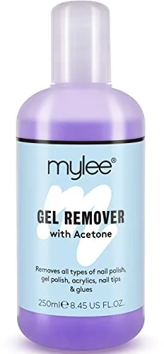 Quitaesmaltes de acetona de Mylee, limpiador para uñas de gel de 250 ml, adecuado para salón profesional, para manicura y pedicura UV y LED