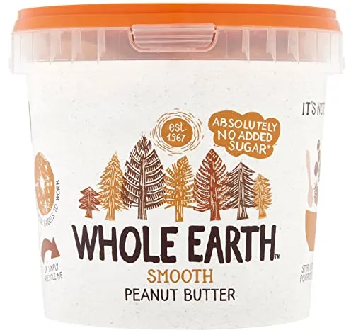 Whole Earth - Crema de Cacahuete - 1 kg - Sin Azúcar Añadido y Sin Gluten - Apta para Veganos - Fuente de Fibra y Proteínas - Ideal para Untar en Pan o Tostadas