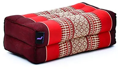 Leewadee bloque de yoga pequeño - Cojín alargado para pilates y meditación, cojín para el suelo hecho de kapok natural, 35 x 18 x 12 cm, Rojo