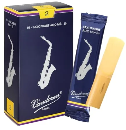 Vandoren SR212 - Caja de 10 cañas tradicional n.2 para saxofón alto, de Madera
