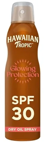 Hawaiian Tropic Aceite Protector Solar Glowing Protection - Bruma Aceite Seco Bronceador y Acelerador del bronceado SPF 30 Aceite de Argán - 180 ml