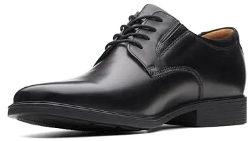 Clarks Tilden Plain Derby, Zapatos de Cordones Derby para Hombre Negro Black Leather, 48 EU