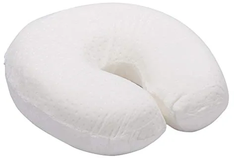 PIKOLIN Home - Almohada de Viaje para Cuello Viscoelástica, Transpirable y Suave con Funda Lavable, Firmeza Media/Baja, Color Blanco