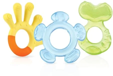 Nuby - Set Mordedor Bebe 3 Pasos Para Encías Sensibles - Juguetes Bebe Desde 3 Meses - Alivia Y Estimula Con Texturas Sensoriales - Libre De BPA - Colores Surtidos - Juguetes Sensoriales Bebé
