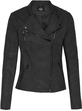 Only Onlava Faux Leather Biker Otw Noos Chaqueta, Negro (Black), 44 Mujer