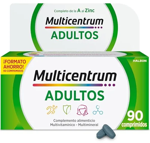 Multicentrum Complemento Alimenticio Multivitamínico y Multimineral para Adultos y Adolescentes, Sin Gluten, 90 Comprimidos