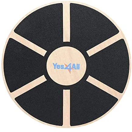 Yes4All Tabla de equilibrio de madera con balanceo – Entrenador de equilibrio de ejercicio de 40 cm de diámetro – Negro – ²DB6FZ