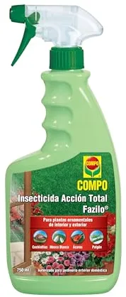 COMPO Fazilo Insecticida Acción Total, Para plantas ornamentales de interior y exterior, Envase pulverizador, 750 ml, El embalaje puede variar