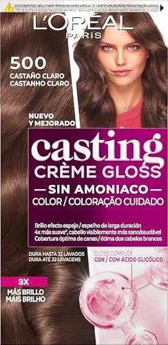 L'Oreal Paris Casting Créme Gloss Coloración Sin Amoniaco, Tono: 500 Castaño Claro, El embalaje puede variar