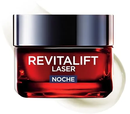 L'Oréal Paris Revitalift Láser Crema de Noche Anti-Edad Triple Acción, Antiarrugas y Multicorrección, 50 ml