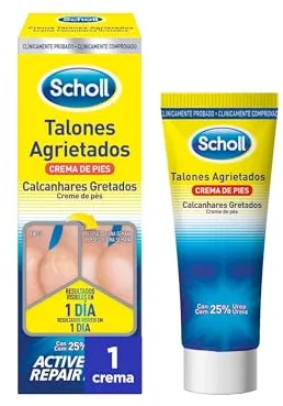 Scholl Crema Reparadora Talones Agrietados, 60 ml - Hidratación Intensiva con Urea 25%, Active Repair K+ y Queratina, Repara Pies Secos, Agrietados y Dañados, Resultados desde el Día 1